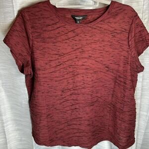 Simply Vera Wang Short‎ Sleeve Casual Top Burgundy, Size XL, Wavy Ribbed Texture